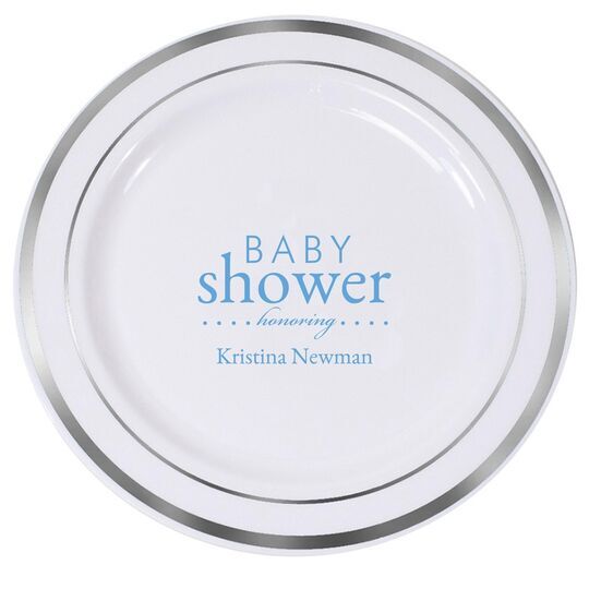 Baby Shower Honoring Premium Banded Plastic Plates